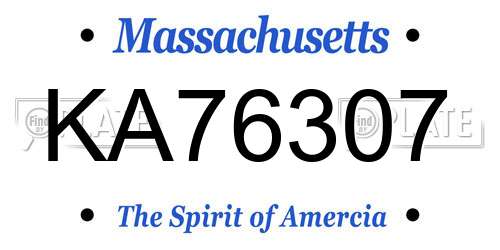 KA76307 Massachusetts License Plate