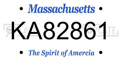 KA82861 Massachusetts License Plate