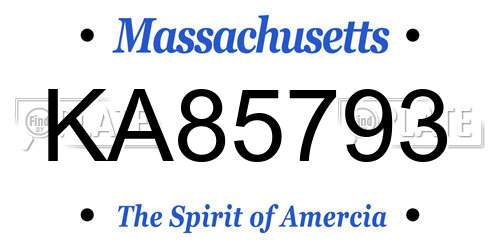 KA85793 Massachusetts License Plate