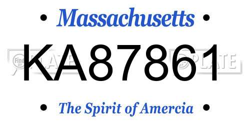 KA87861 Massachusetts License Plate