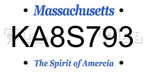 KA8S793 Massachusetts License Plate