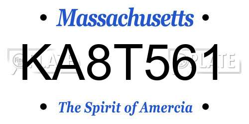 KA8T561 Massachusetts License Plate