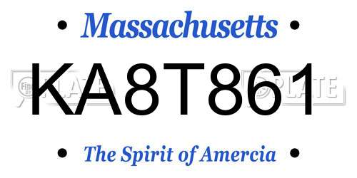 KA8T861 Massachusetts License Plate
