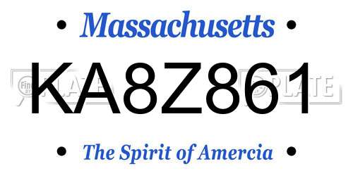 KA8Z861 Massachusetts License Plate