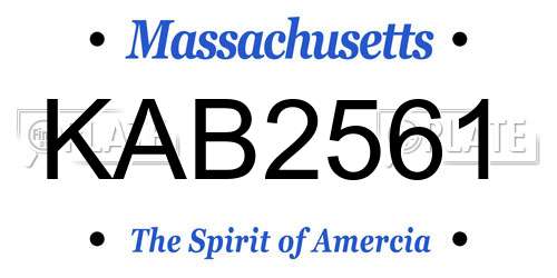 KAB2561 Massachusetts License Plate