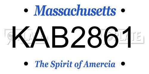 KAB2861 Massachusetts License Plate