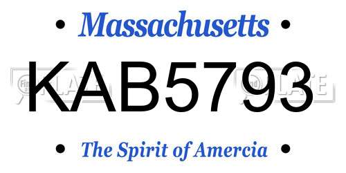 KAB5793 Massachusetts License Plate