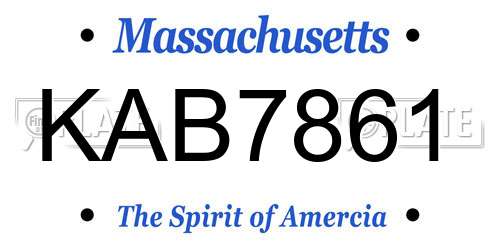 KAB7861 Massachusetts License Plate