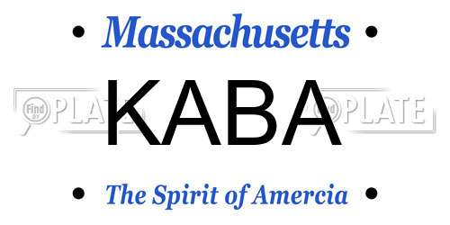 KABA Massachusetts License Plate