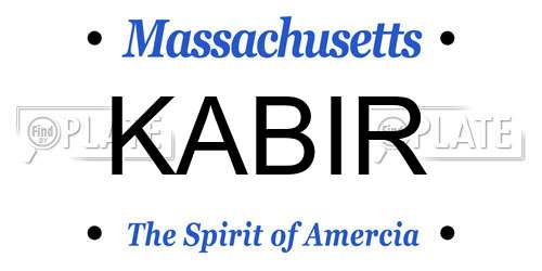 KABIR Massachusetts License Plate