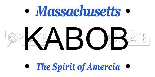 KABOB Massachusetts License Plate