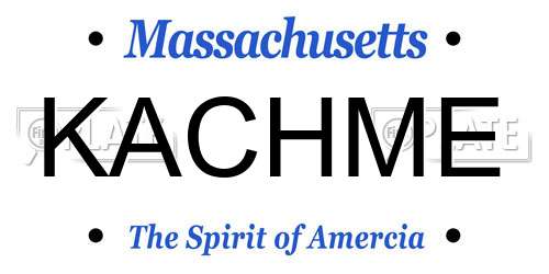 KACHME Massachusetts License Plate