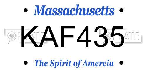 KAF435 Massachusetts License Plate