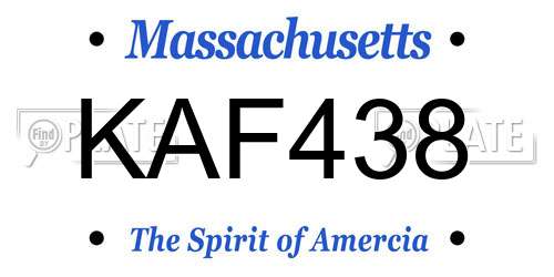 KAF438 Massachusetts License Plate