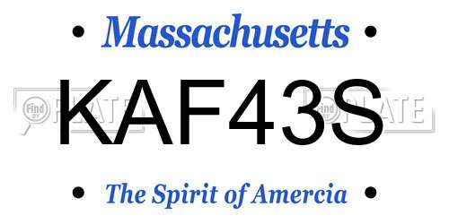 KAF43S Massachusetts License Plate