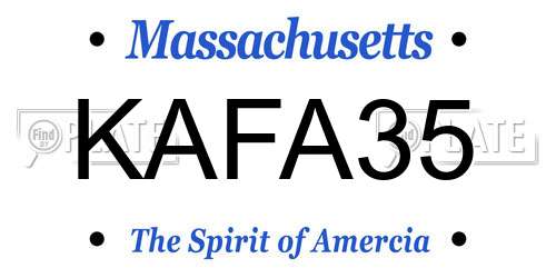 KAFA35 Massachusetts License Plate