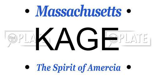 KAGE Massachusetts License Plate