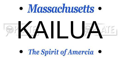 KAILUA Massachusetts License Plate
