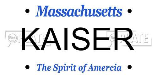 KAISER Massachusetts License Plate