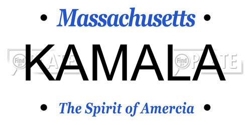 KAMALA Massachusetts License Plate