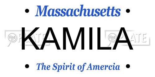 KAMILA Massachusetts License Plate