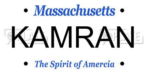 KAMRAN Massachusetts License Plate