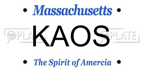 KAOS Massachusetts License Plate
