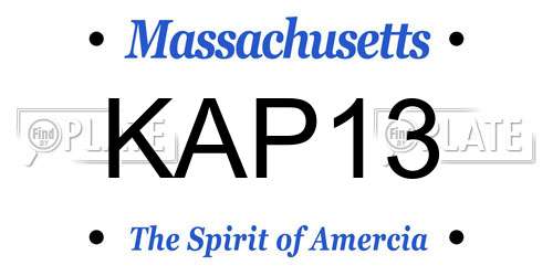 KAP13 Massachusetts License Plate