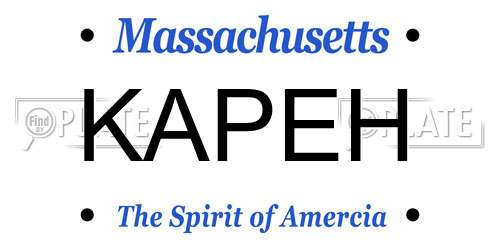 KAPEH Massachusetts License Plate