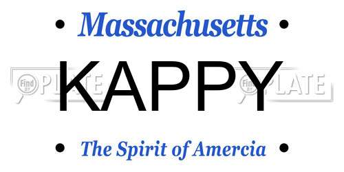 KAPPY Massachusetts License Plate
