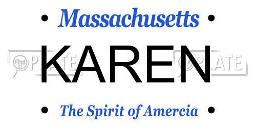 KAREN Massachusetts License Plate