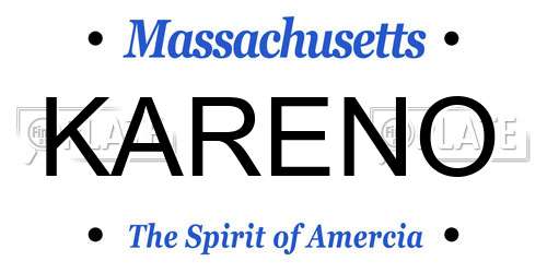 KARENO Massachusetts License Plate