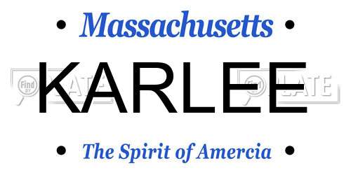 KARLEE Massachusetts License Plate