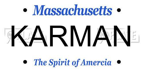 KARMAN Massachusetts License Plate