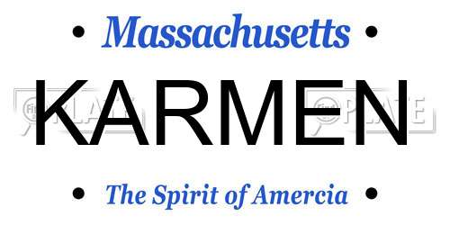 KARMEN Massachusetts License Plate