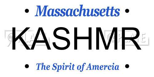 KASHMR Massachusetts License Plate