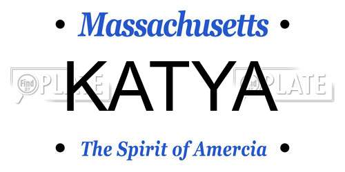 KATYA Massachusetts License Plate