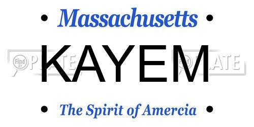KAYEM Massachusetts License Plate