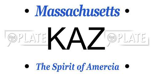 KAZ Massachusetts License Plate