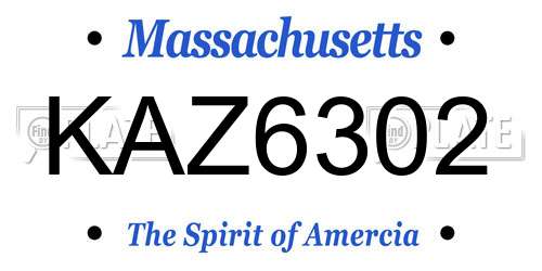 KAZ6302 Massachusetts License Plate
