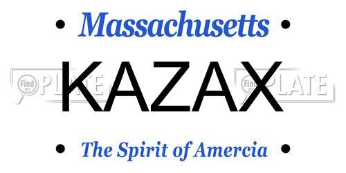 KAZAX Massachusetts License Plate