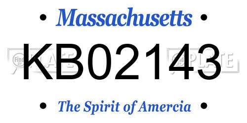 KB02143 Massachusetts License Plate