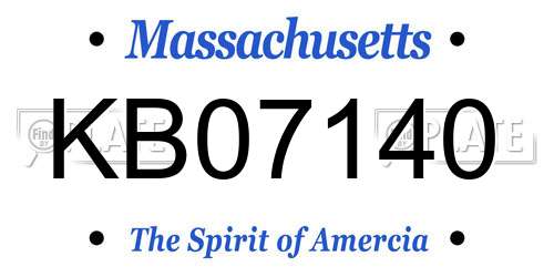 KB07140 Massachusetts License Plate