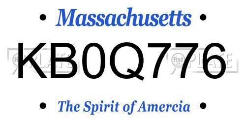 KB0Q776 Massachusetts License Plate