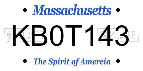 KB0T143 Massachusetts License Plate
