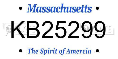 KB25299 Massachusetts License Plate