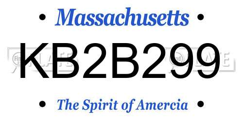 KB2B299 Massachusetts License Plate