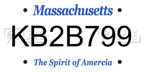 KB2B799 Massachusetts License Plate