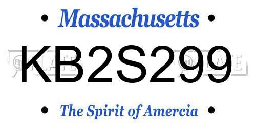 KB2S299 Massachusetts License Plate