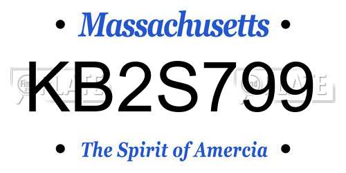 KB2S799 Massachusetts License Plate